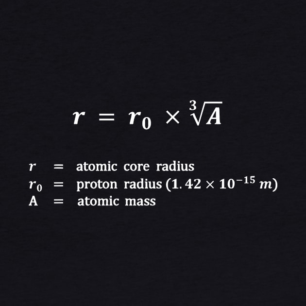 Formula, atomic core radius, white by RosArt100